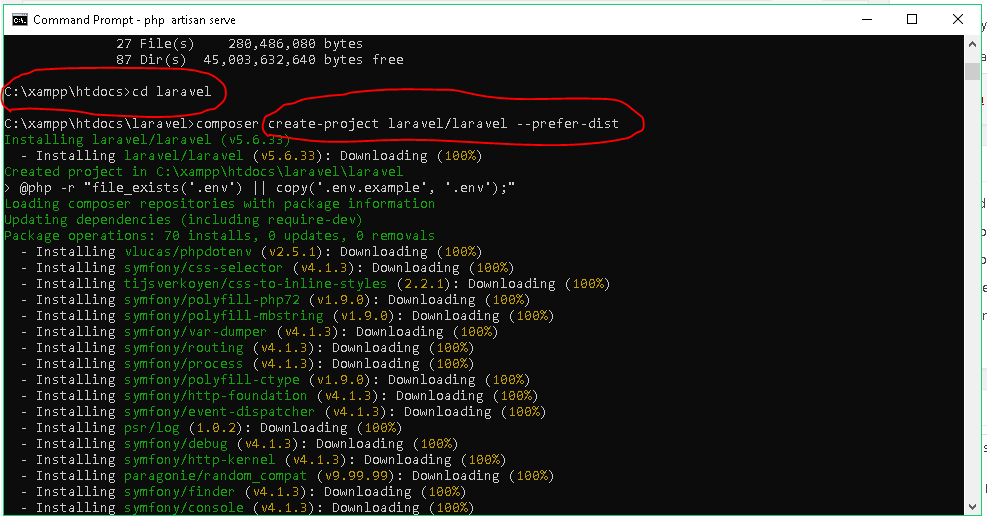 composer create-project laravel/laravel –-prefer-dist