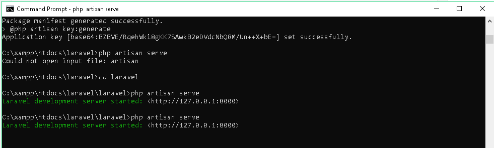 composer laravel php artisan serve